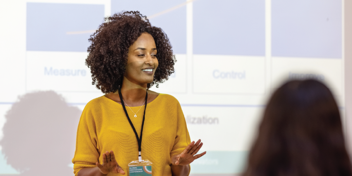 Photo of a woman giving a lecture