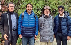 From left, UMD Professor Richard Marciano, Isaac Hernandez ’24, Haruo Kawate and Akif Zaman ’23 are pictured on campus.