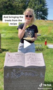 screenshot of Rosie Grant's TikTok at a cemetery
