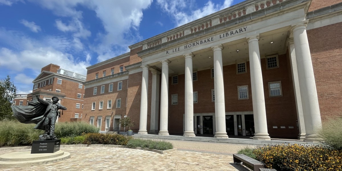 Photo of Hornbake Plaza on the UMD College Park Campus, home to the INFO College