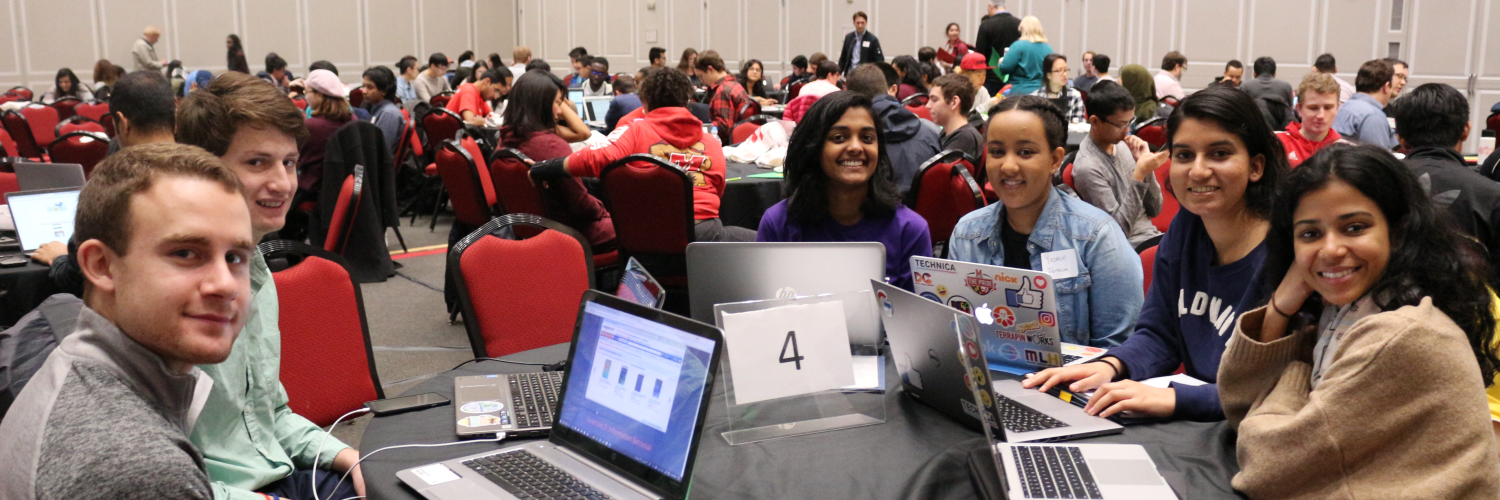Photo of students at the Info Challenge in a prior year.
