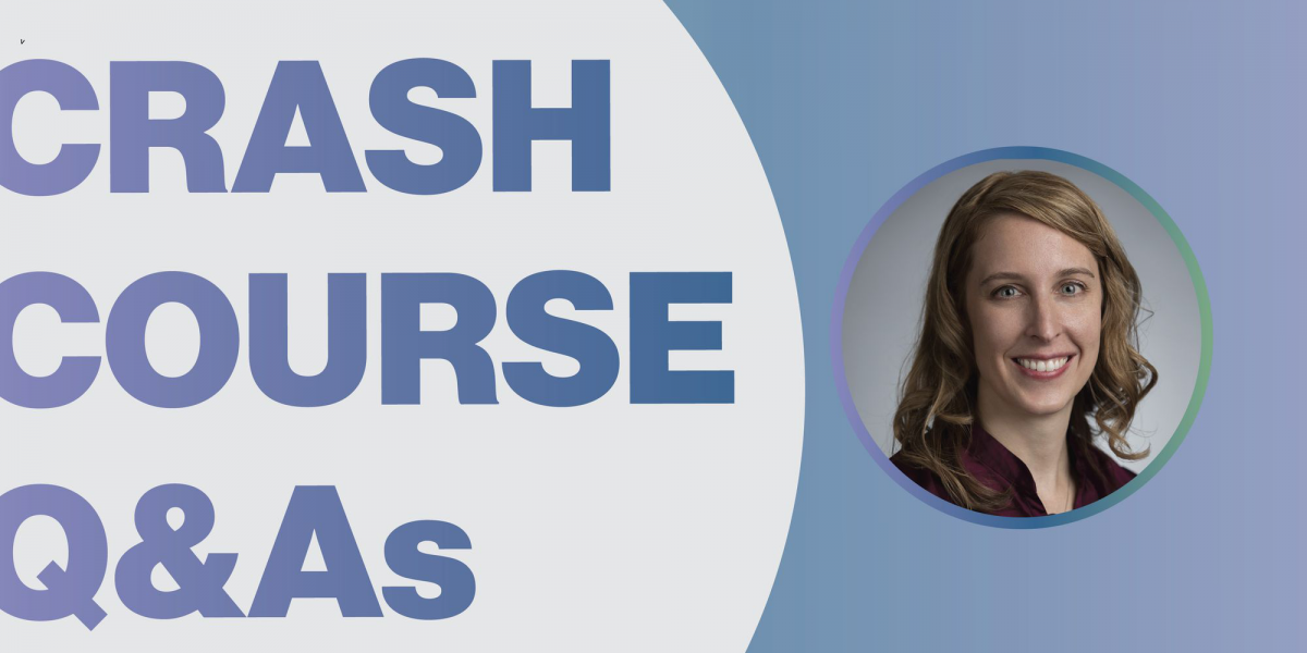image of Jen Golbeck in a circle with blue words "Crash Course Q&As"