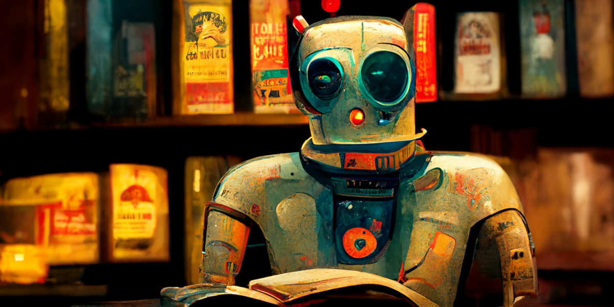 Photo of Robot Reading a Book