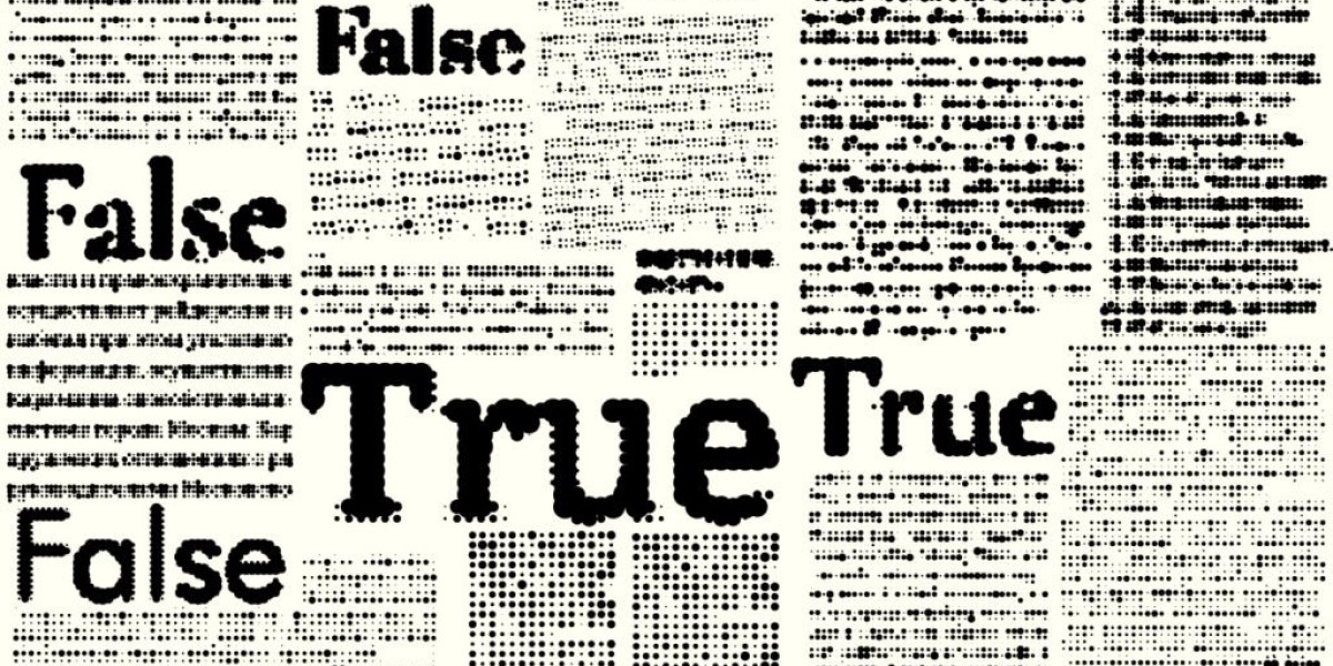 Newspaper seamless pattern. Vector image with words False and True.
