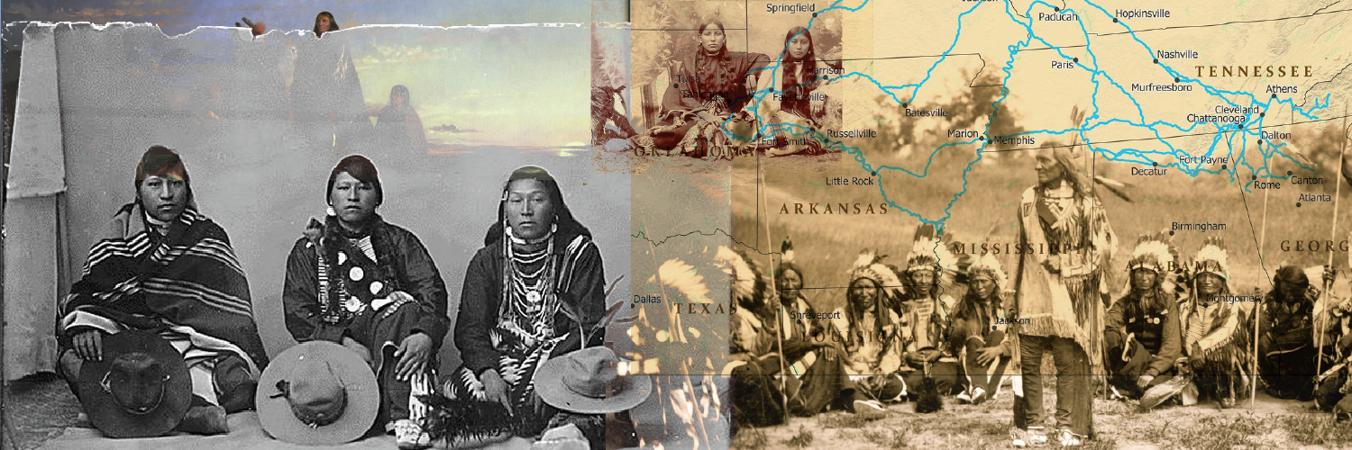 Banner image that is a mural of photographs of Native Americans