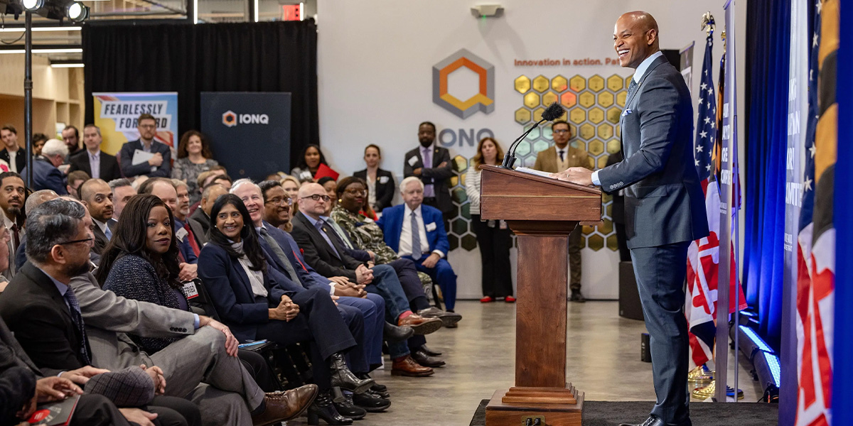 Maryland Governor Wes Moore addressing an audience