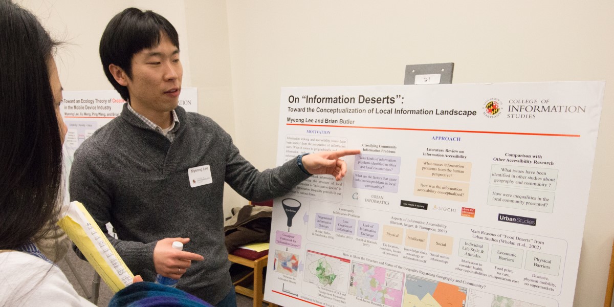 UMD iSchool PhD Student Presenting Research Poster