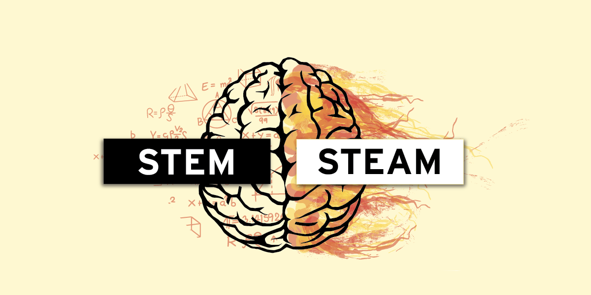 Image of brain with the words STEM / STEAM