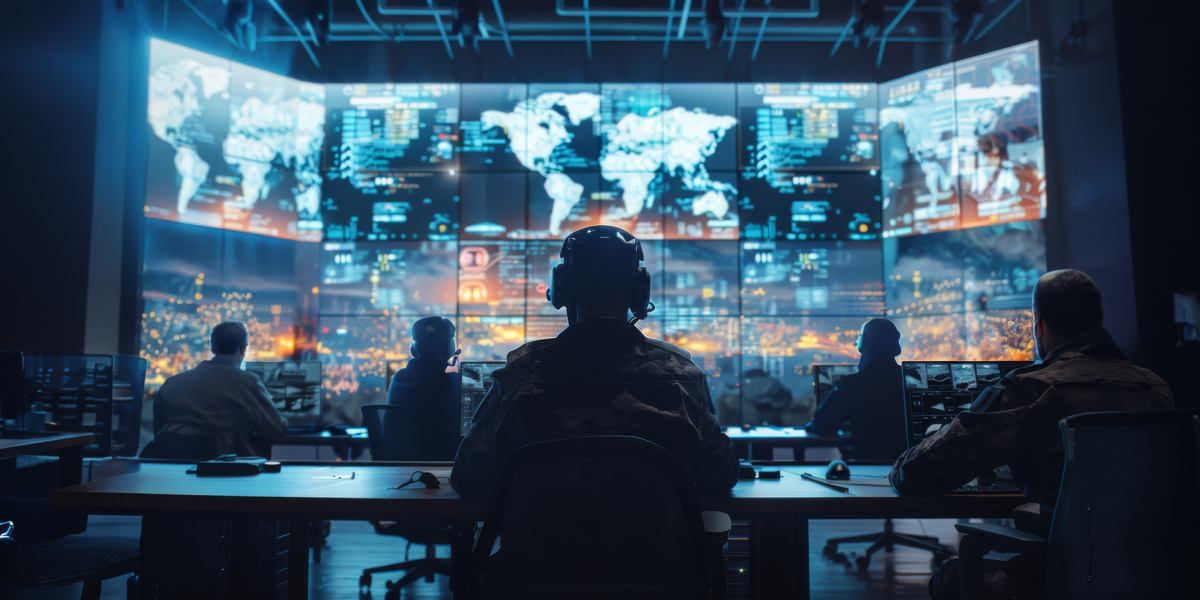 Government surveillance agency and military joint operation agent working at system control center