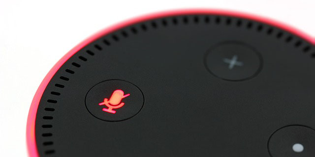 Amazon's Alexa with a red ring and mircophone