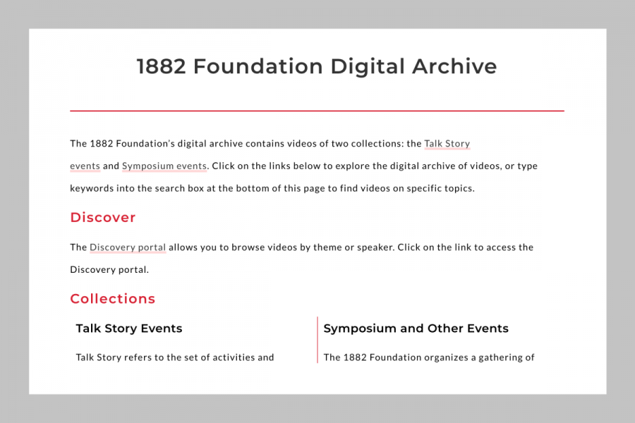 text based image with the title "1882 Foundation Digital Archive"