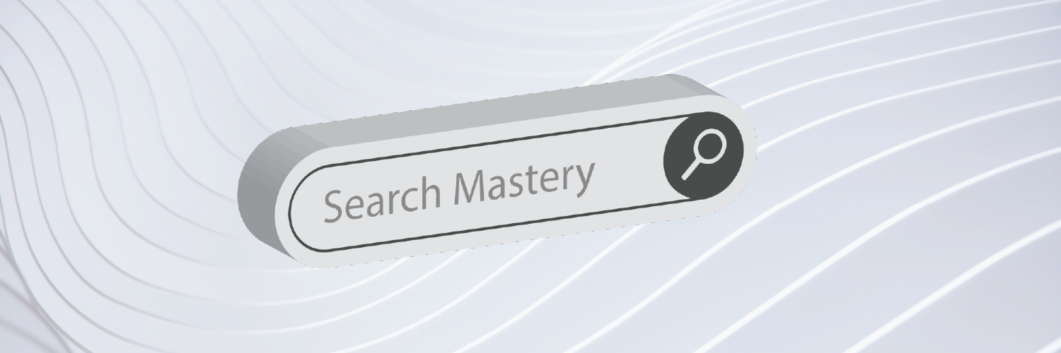 Website Banner Image with A Drawn Internet Search Bar that has "Search Mastery" Written in It