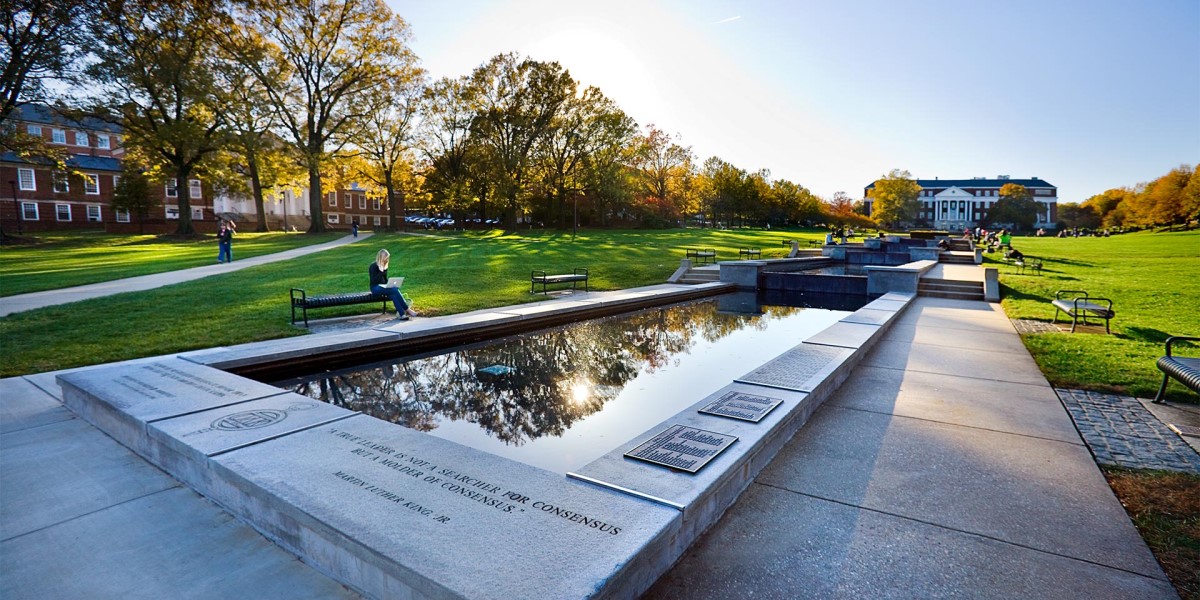 Photograph of the University of Maryland mirror pool